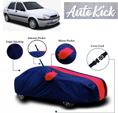 AutoKick Car Cover For Ford Fiesta Old (With Mirror Pockets)(Blue, Red)