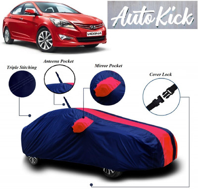 AutoKick Car Cover For Hyundai Fluidic Verna 4S (With Mirror Pockets)(Multicolor)