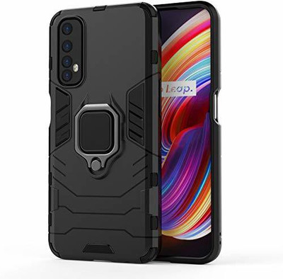 Maple Leaf creation Bumper Case for Maple Leaf Creation Tough Armor| Ring Holder & Kickstand in-Built for Realme 77 Black(Black, Ring Case)