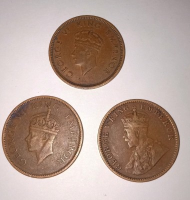 jaya collection British India 3 Different Quarter Anna from 1920 to 1947 Period Medieval Coin Collection(3 Coins)