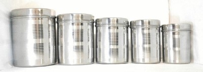 Strobine Steel Grocery Container  - 500 ml, 750 ml, 1000 ml, 1500 ml, 2000 ml(Pack of 5, Silver)