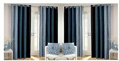 SB Textiles 152 cm (5 ft) Polyester Blackout Window Curtain (Pack Of 4)(Solid, Grey)
