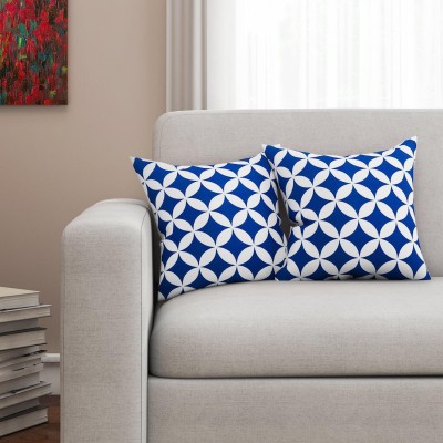 SEJ BY NISHA GUPTA Cotton Cushions Cover(Pack of 2, 40.64 cm*40.64 cm, Blue)