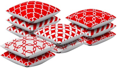 SEJ BY NISHA GUPTA Cotton Cushions Cover(Pack of 10, 40.64 cm*40.64 cm, Red, White)