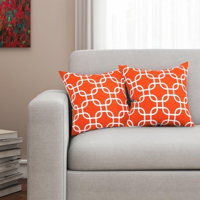 SEJ BY NISHA GUPTA Cotton Cushions Cover(Pack of 2, 40.64 cm*40.64 cm, Orange)