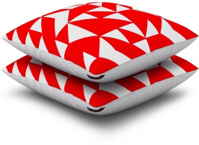 SEJ BY NISHA GUPTA Cotton Cushions Cover(Pack of 2, 40.64 cm*40.64 cm, Red, White)