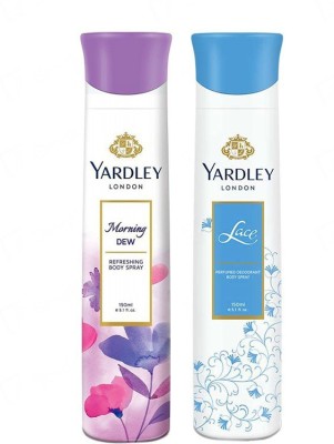 Yardley London Lace Morning Dew Deodorant Spray  -  For Men & Women(300 ml, Pack of 2)