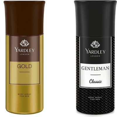 Yardley London GOLD AND GENTLEMAN CLASSIC Deodorant Spray  -  For Men(300 ml, Pack of 2)