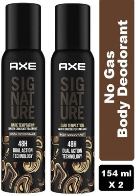 AXE Signature Dark Temptation No Gas Body Deodorant For Men Body Spray  -  For Men(308 ml, Pack of 2)
