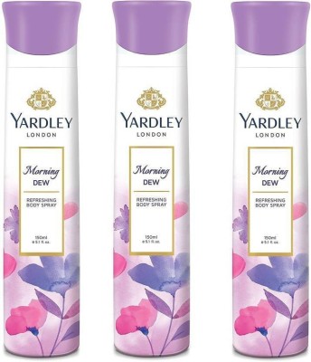 Yardley London MORNING DEW VIOLET women PACK OF 3 Deodorant Spray  -  For Women(450 ml)