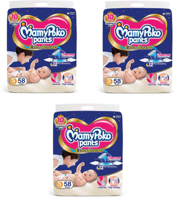 MamyPoko PANTS Extra Absorb - Small (58 pieces) - ( Pack of 3 ) - S(174 Pieces)
