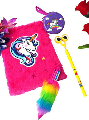 FATFISH Kids Collection A4 Diary Single 90 Pages(Pink, Pack of 4)