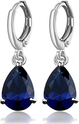 Oomph Silver Plated Blue Teardrop Cubic Zirconia Delicate Cubic Zirconia, Crystal, Zircon Brass, Metal Drops & Danglers