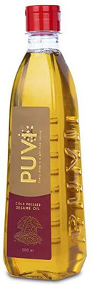 Puvi Cold Pressed Gingelly/Sesame Oil (Virgin, Chekku/Ghani) - 500 ML Sesame Oil Plastic Bottle(500 ml)