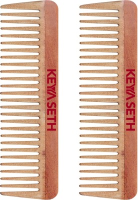 KEYA SETH AROMATHERAPY Neem Wooden Comb Wide Tooth for Hair Growth for Men & Women All Purpose Large Size Perfect Hair Setter.(Pack of 2)