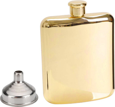 FITUP The Golden Hip Flask 1215 Model 7 oz / 207 ml Hip flask is great to carry 2 - Piece Bar Set(Stainless Steel)