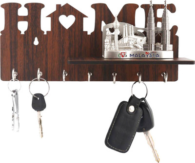 Phonedda Wood Key Holder(7 Hooks, Brown)