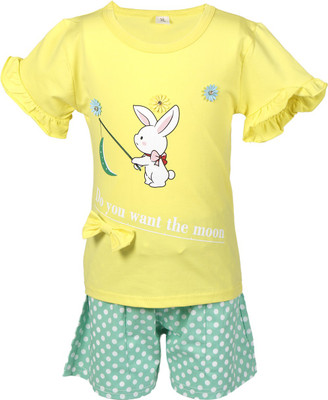 PASSION PETALS Baby Girls Casual Top Shorts(Yellow)
