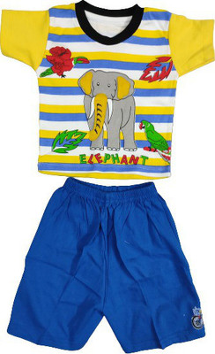 PK Collection Boys & Girls Casual T-shirt Shorts(yellow)
