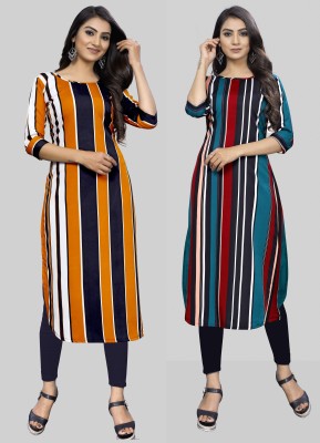maruti fab Women Striped Straight Kurta(Multicolor)