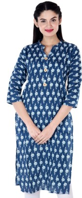 MD Mehra Fashion Women Printed Straight Kurta(Blue)