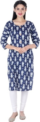 MD Mehra Fashion Women Printed Straight Kurta(Blue)