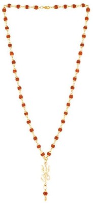 Shiv Omkar Religious Jewellary 5 Mukhi rudraksh mala 8MM (36 Beads) Brass Chain