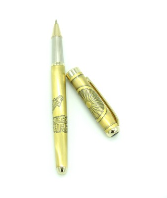 Maskey Brass Made Atmanirbhar Bhaarat Engraved Designer Rusty Golden Roller Ball Pen Roller Ball Pen(Ink Color - Blue)