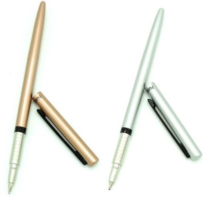 Epraiser Brass Made Slim Trim Feather Light Exclusive Premium ( Pack of 2, Rose Gold & Silver ) Designer Roller Ball Pen Roller Ball Pen(Pack of 2, Blue)
