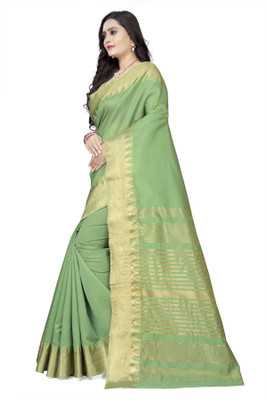 Arriva Fab Self Design Narayanpet Silk Blend Saree(Light Green)