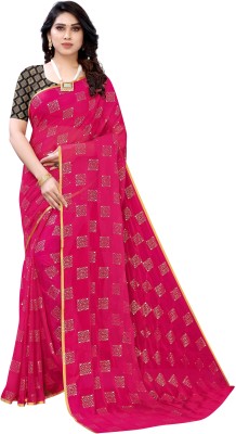 FABMORA Printed Bollywood Chiffon Saree(Pink)