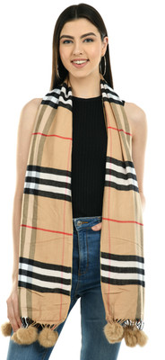 manra Checkered Wool Blend Women Stole