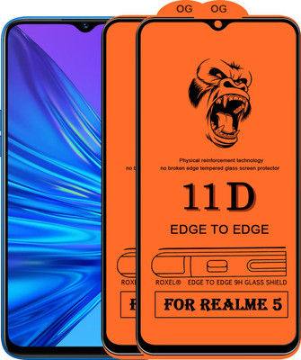 11D Edge To Edge Tempered Glass for Realme 5(Pack of 2)
