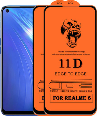 SoftTech Edge To Edge Tempered Glass for Realme 6(Pack of 2)