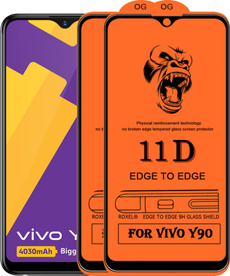 MaxR Edge To Edge Tempered Glass for Vivo Y90(Pack of 2)
