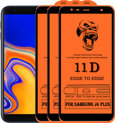 11D Edge To Edge Tempered Glass for Samsung Galaxy J4 Plus(Pack of 3)