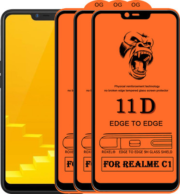 11D Edge To Edge Tempered Glass for Realme C1(Pack of 3)