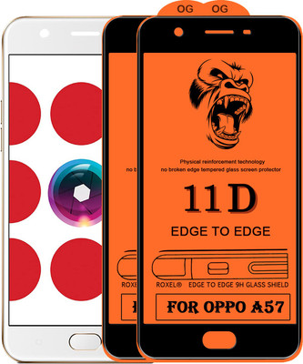 Pluto Edge To Edge Tempered Glass for Oppo A57(Pack of 2)