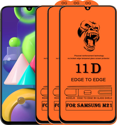 SoftTech Edge To Edge Tempered Glass for Samsung Galaxy M21(Pack of 2)