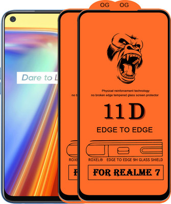 11D Edge To Edge Tempered Glass for Realme 7(Pack of 2)