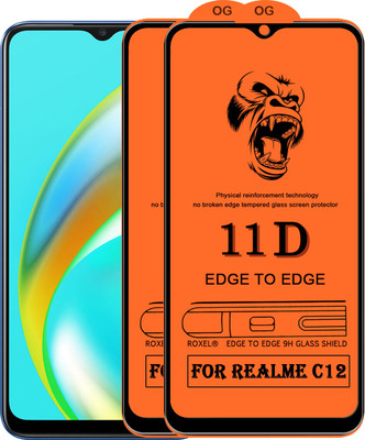 Pluto Edge To Edge Tempered Glass for Realme C12(Pack of 2)