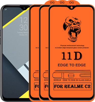 11D Edge To Edge Tempered Glass for Realme C2(Pack of 2)