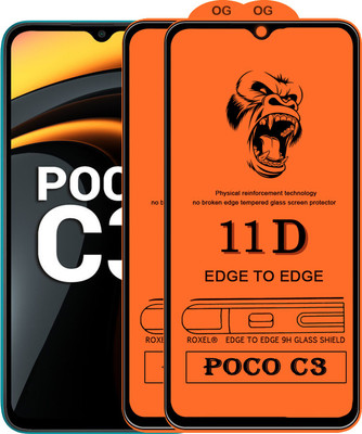 11D Edge To Edge Tempered Glass for Poco C3(Pack of 2)