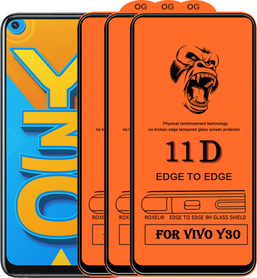 SoftTech Edge To Edge Tempered Glass for Vivo Y30(Pack of 2)