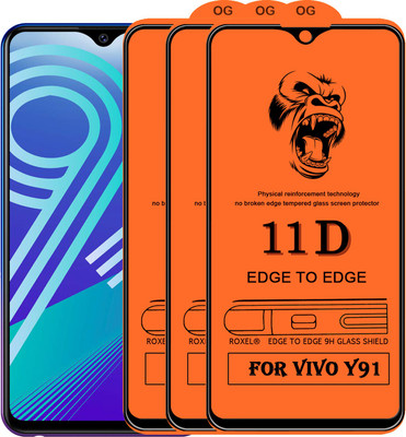 MaxR Edge To Edge Tempered Glass for Vivo Y91(Pack of 3)