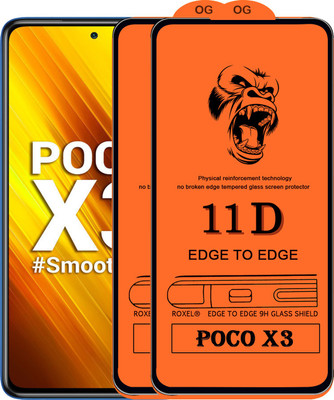 SoftTech Edge To Edge Tempered Glass for Poco X3(Pack of 2)