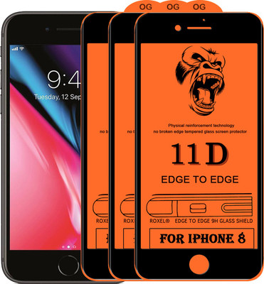 11D Edge To Edge Tempered Glass for Apple iPhone 8(Pack of 3)