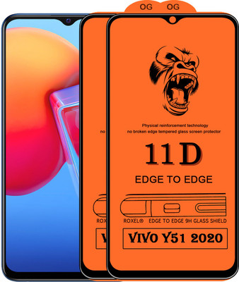 MaxR Edge To Edge Tempered Glass for Vivo Y51 2020(Pack of 2)