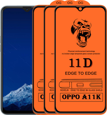 11D Edge To Edge Tempered Glass for Oppo A11K(Pack of 3)