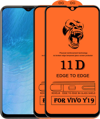 Flyon Edge To Edge Tempered Glass for Vivo Y19(Pack of 2)